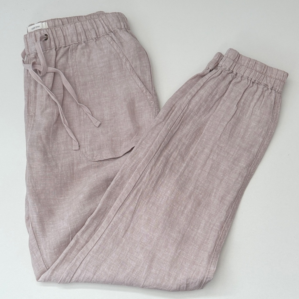 Linen Joggers in Dusty Mauve